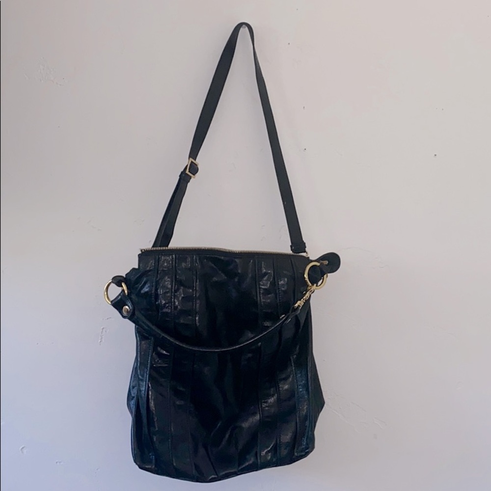 Badgley Mischka Black Leather Large Crossbody